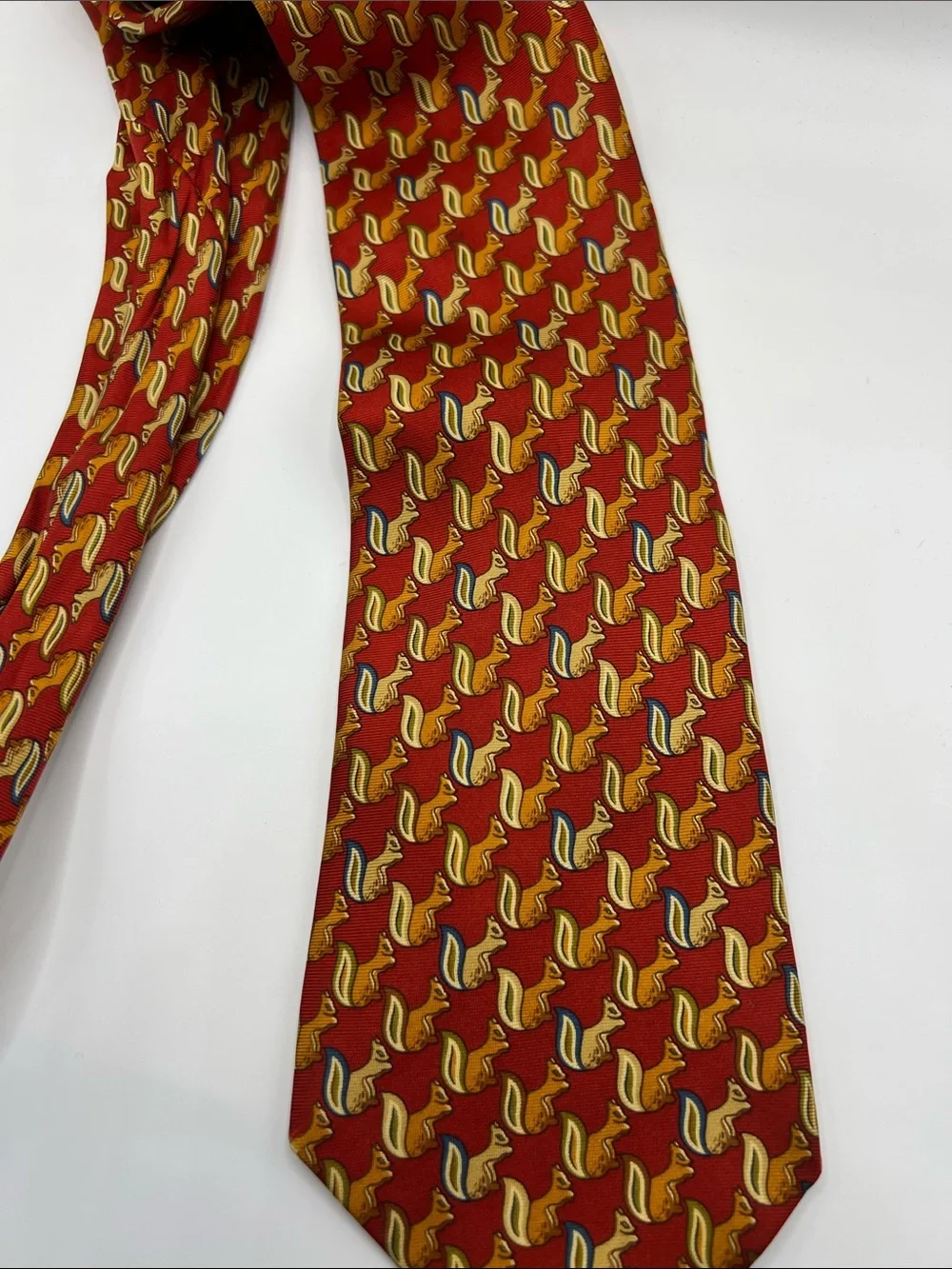 507. Burberry Red Tie with Yellow   Motif